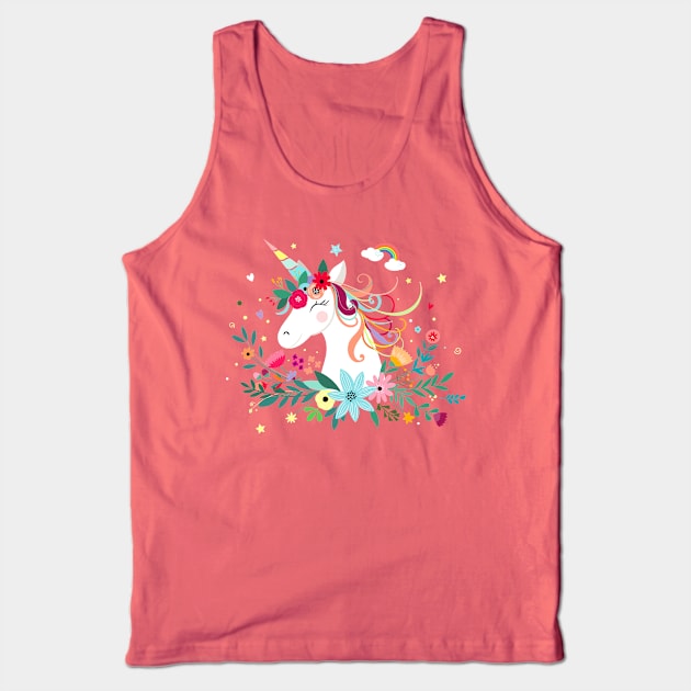 Whimsical Unicorn Love Tank Top by machmigo